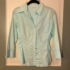 stretch fitted caribbean blue button down